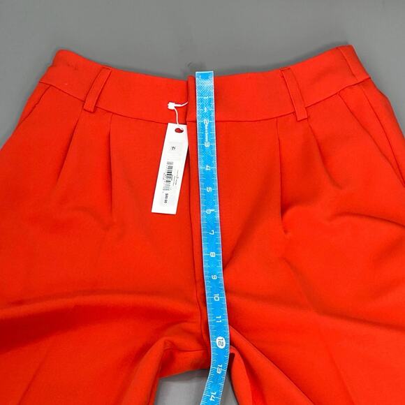 Steve Madden Pleated Front Trouser Wide Leg Pants High Rise Pumpkin Spice Orange - Picture 6 of 9